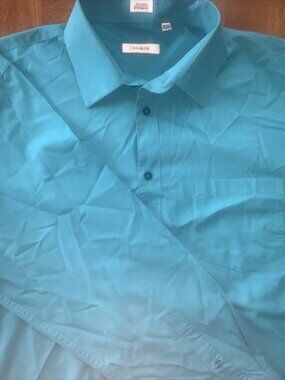 Adolfo Long Sleeve Men’s 2X Teal Button Up Shirt Size 18 - 36/37